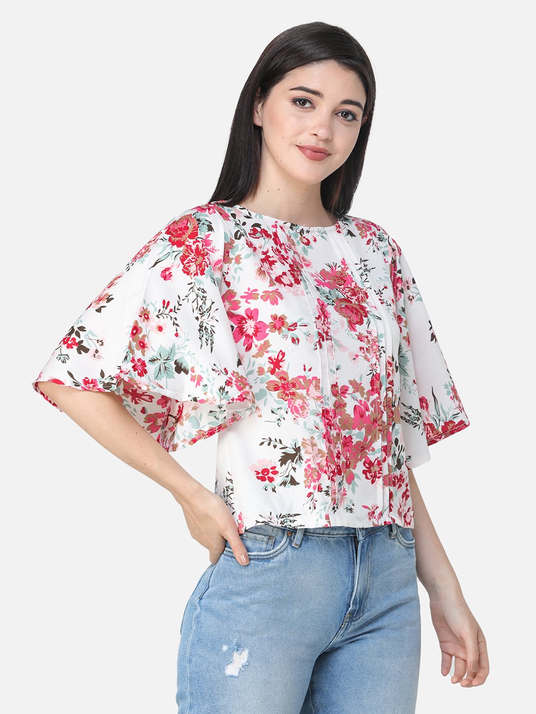 SCORPIUS FLORAL WHITE PRINTED TOP
