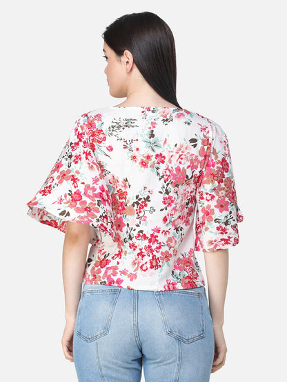 SCORPIUS FLORAL WHITE PRINTED TOP