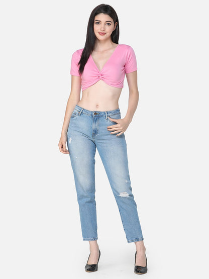 SCORPIUS SOLID PINK CROP TOP