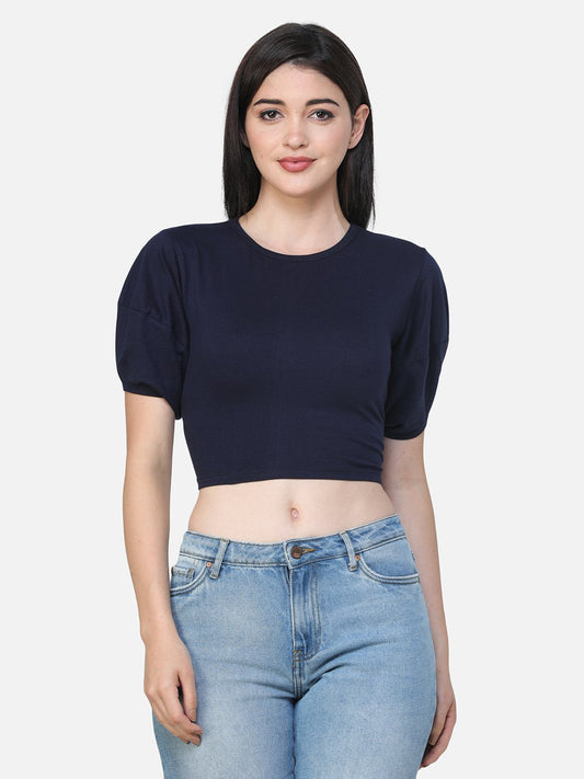 SCORPIUS SOLID NAVY CROP TOP