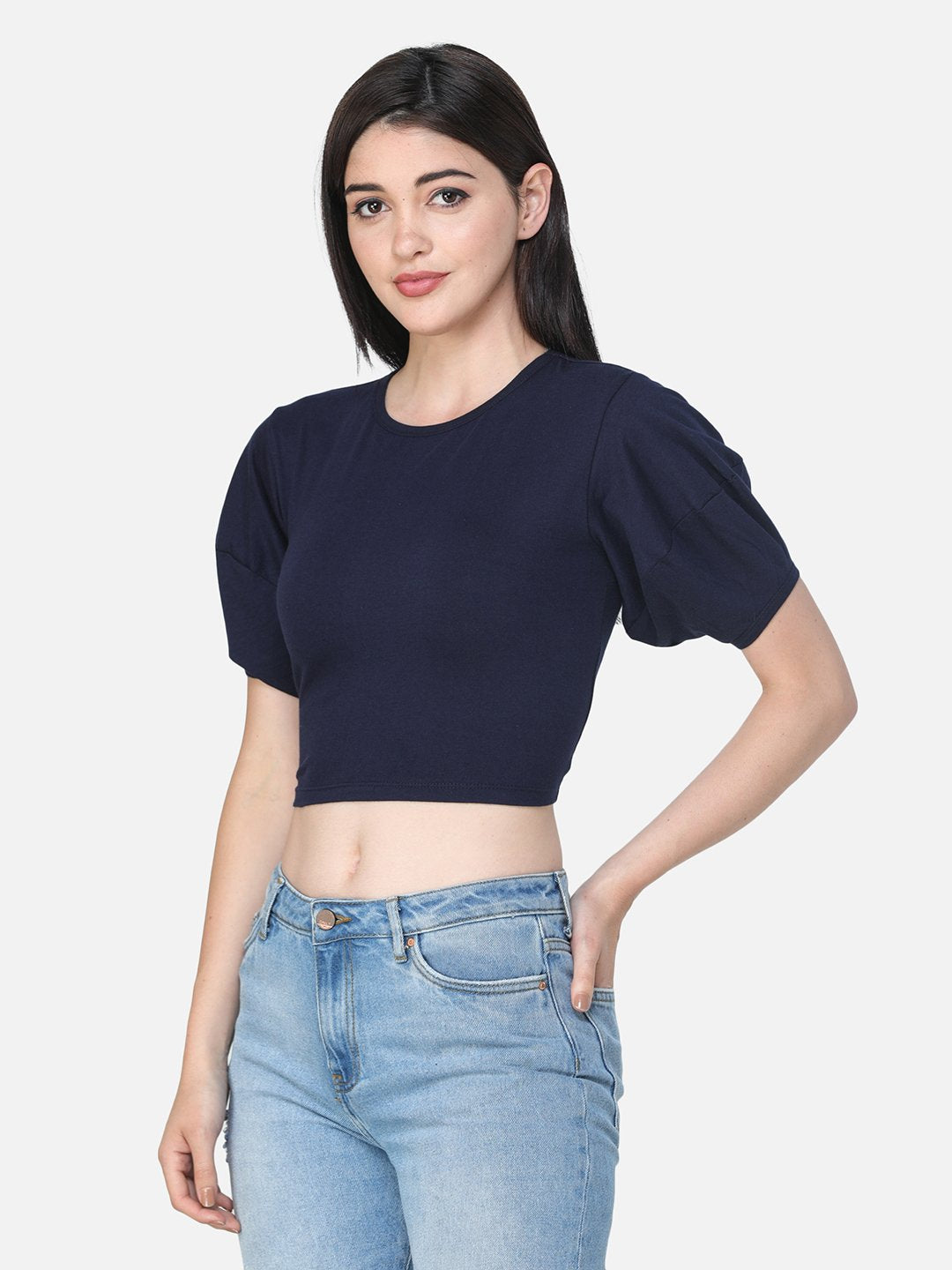 SCORPIUS SOLID NAVY CROP TOP
