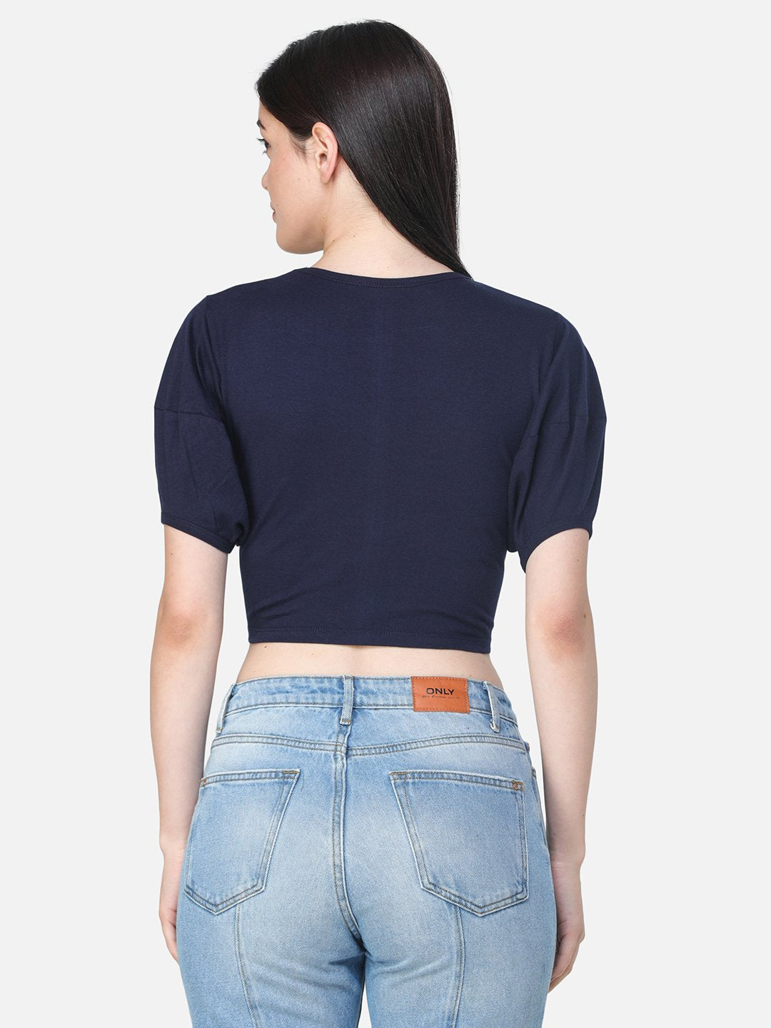 SCORPIUS SOLID NAVY CROP TOP