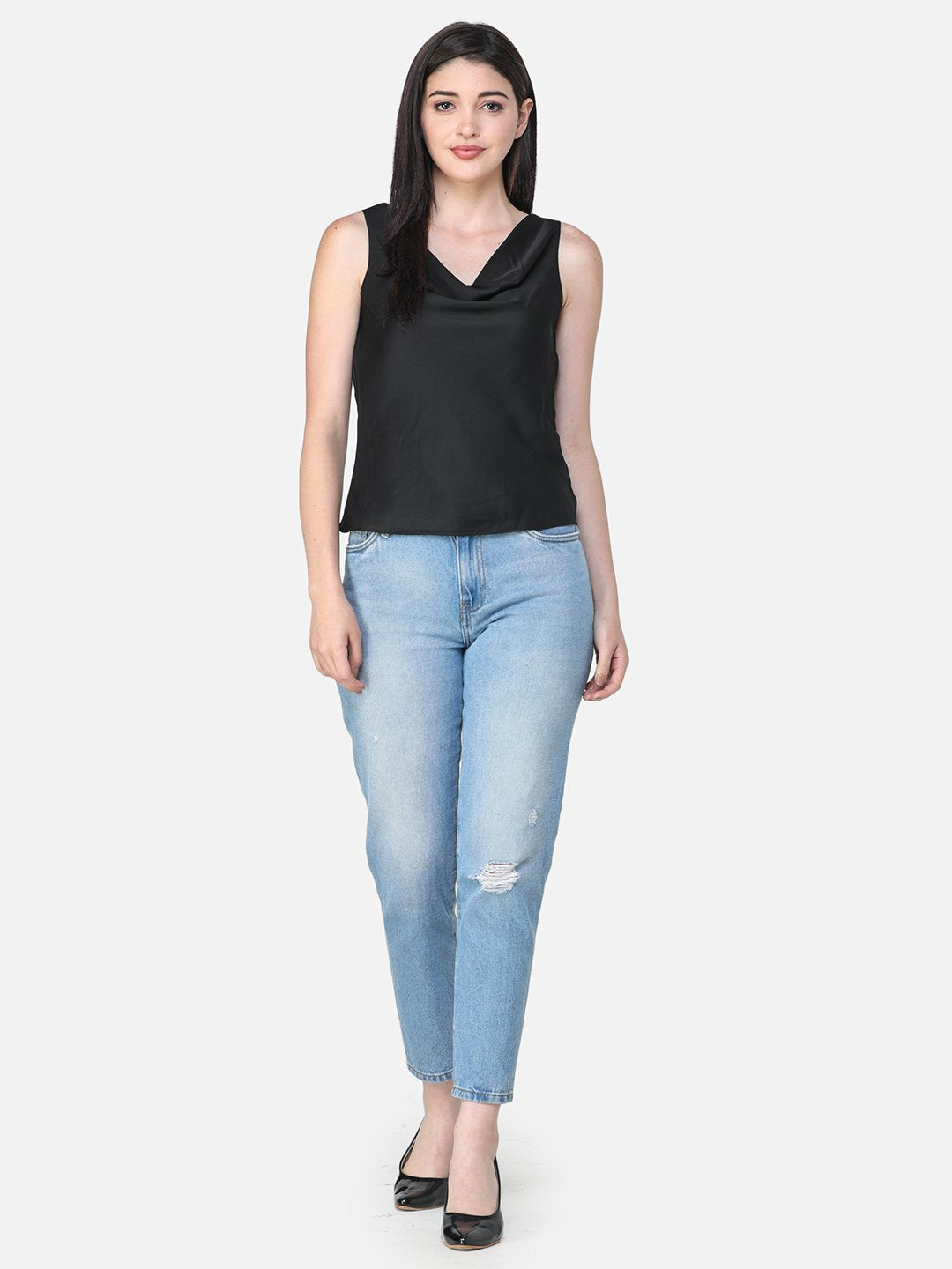 Cation Black Satin Top