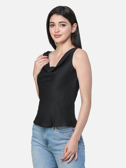 Cation Black Satin Top