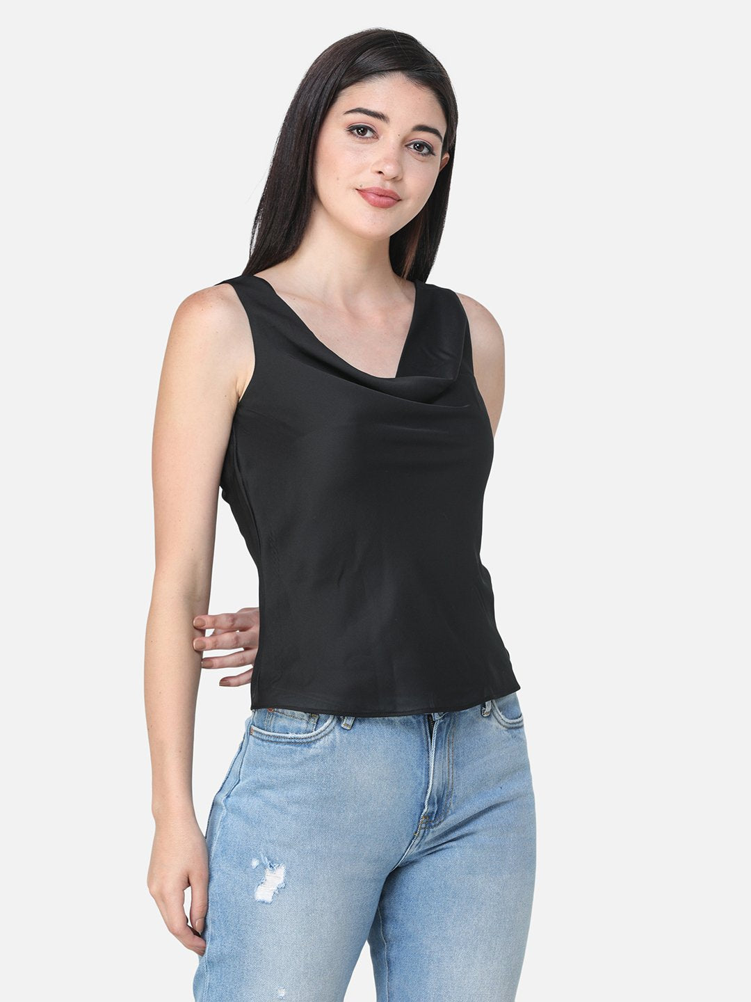 Cation Black Satin Top