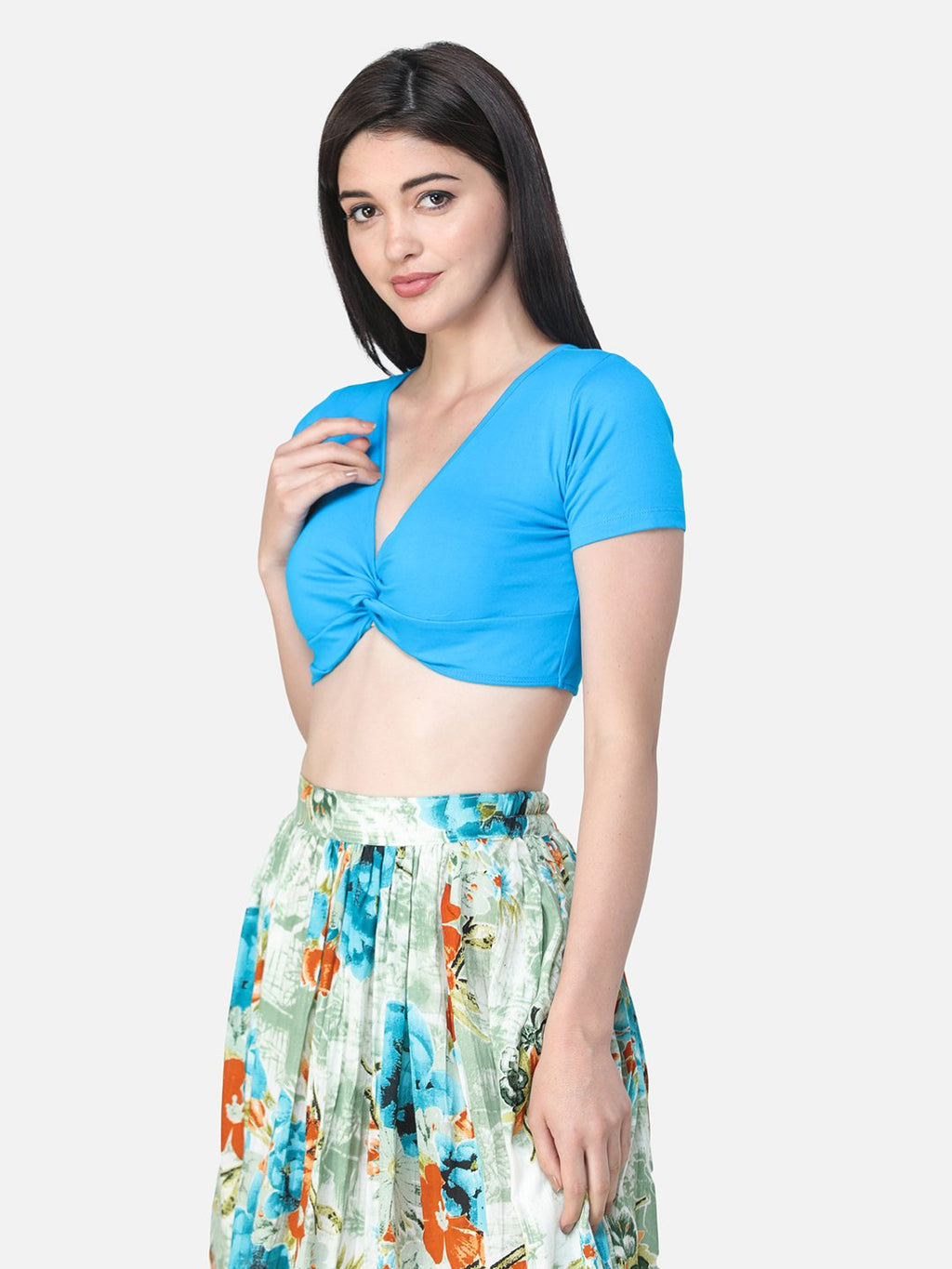 SCORPIUS SOLID BLUE CROP TOP