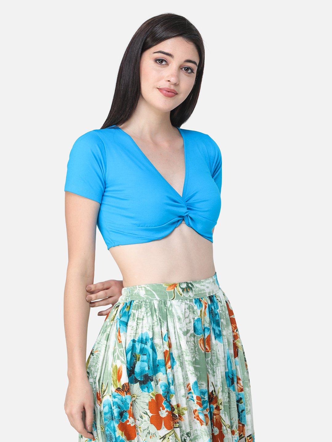 SCORPIUS SOLID BLUE CROP TOP