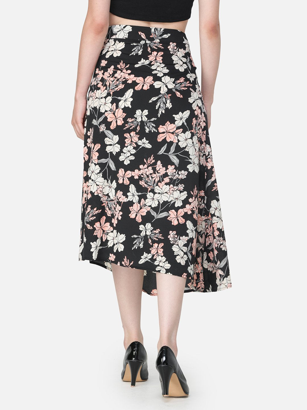 Black Floral Midi Skirt