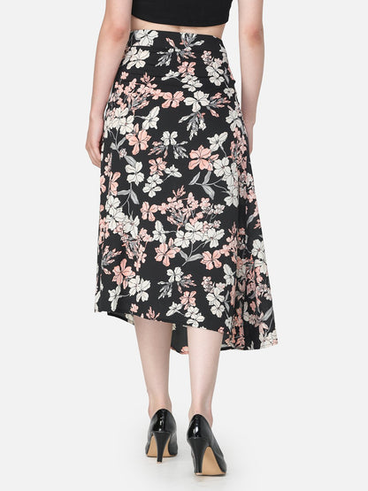 Black Floral Midi Skirt