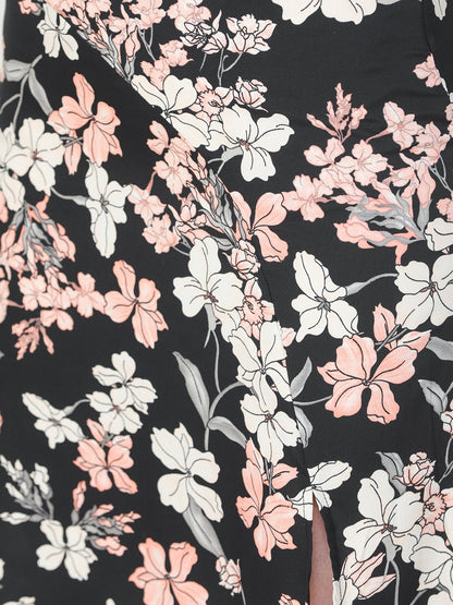 Black Floral Midi Skirt