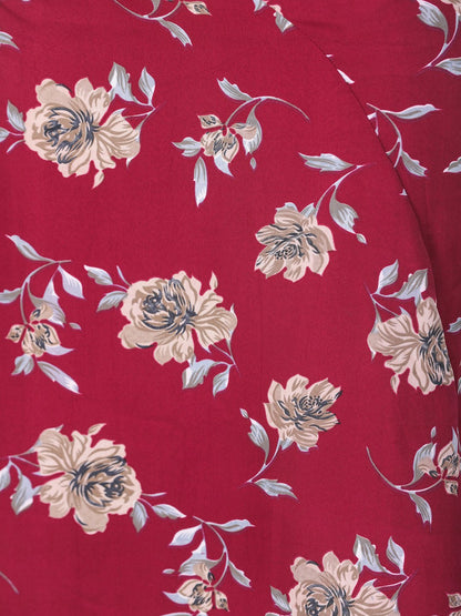 Maroon Floral Midi Skirt