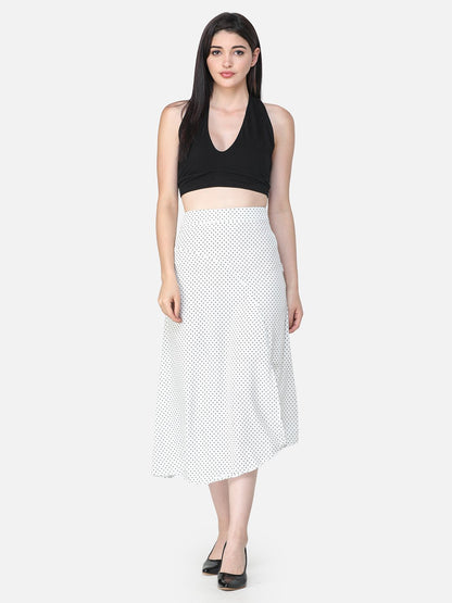 White Polka Midi Skirt