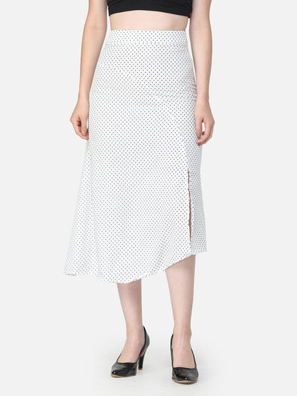 White Polka Midi Skirt