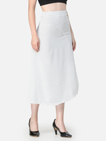 White Polka Midi Skirt