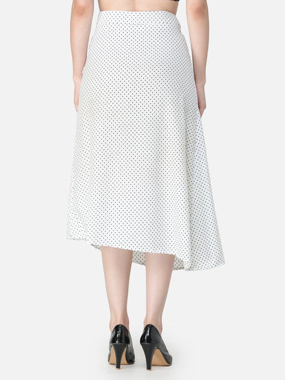 White Polka Midi Skirt