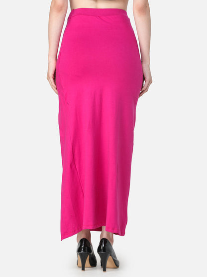 Pink Solid Midi Straight Skirt