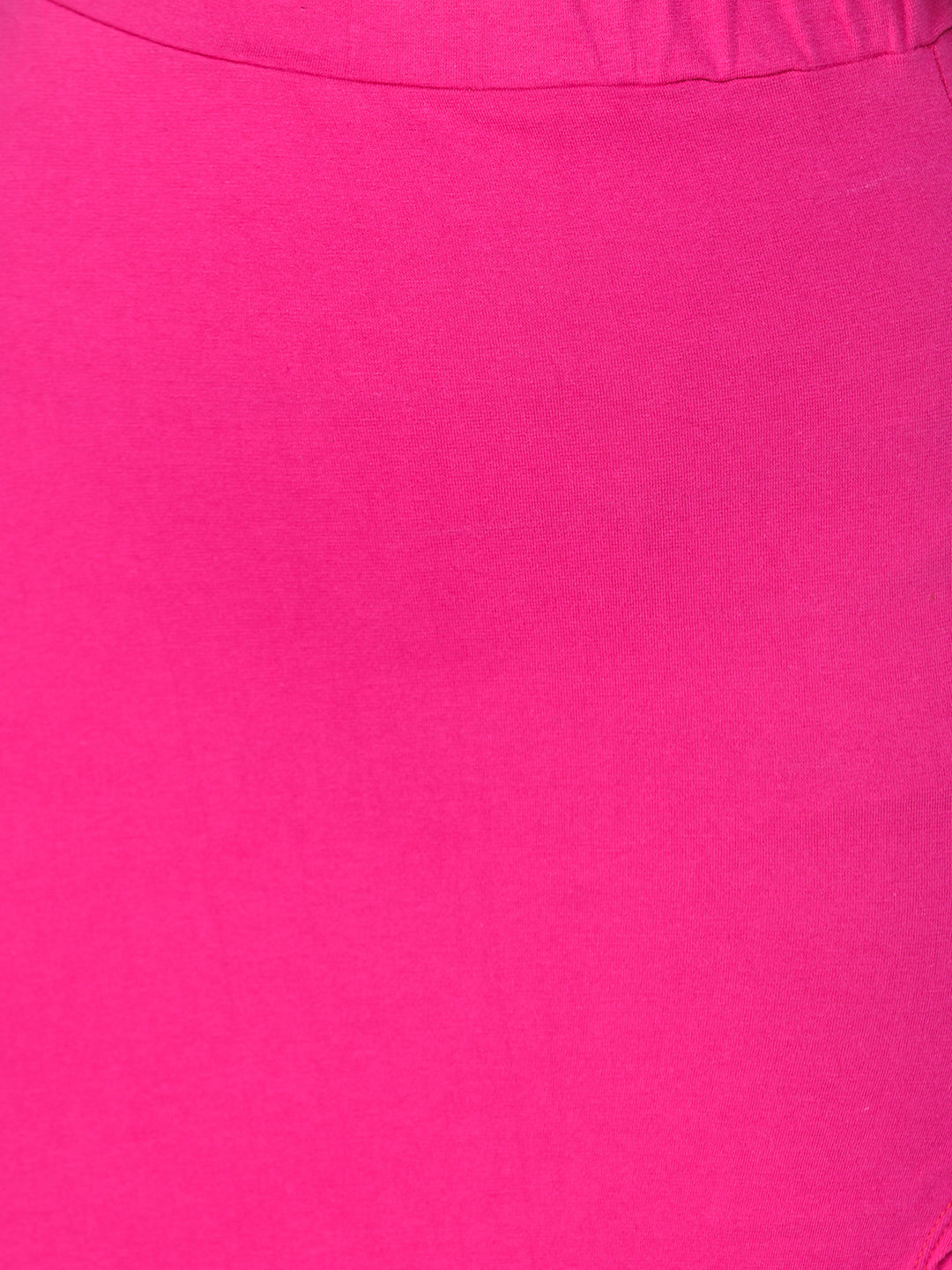 Pink Solid Midi Straight Skirt