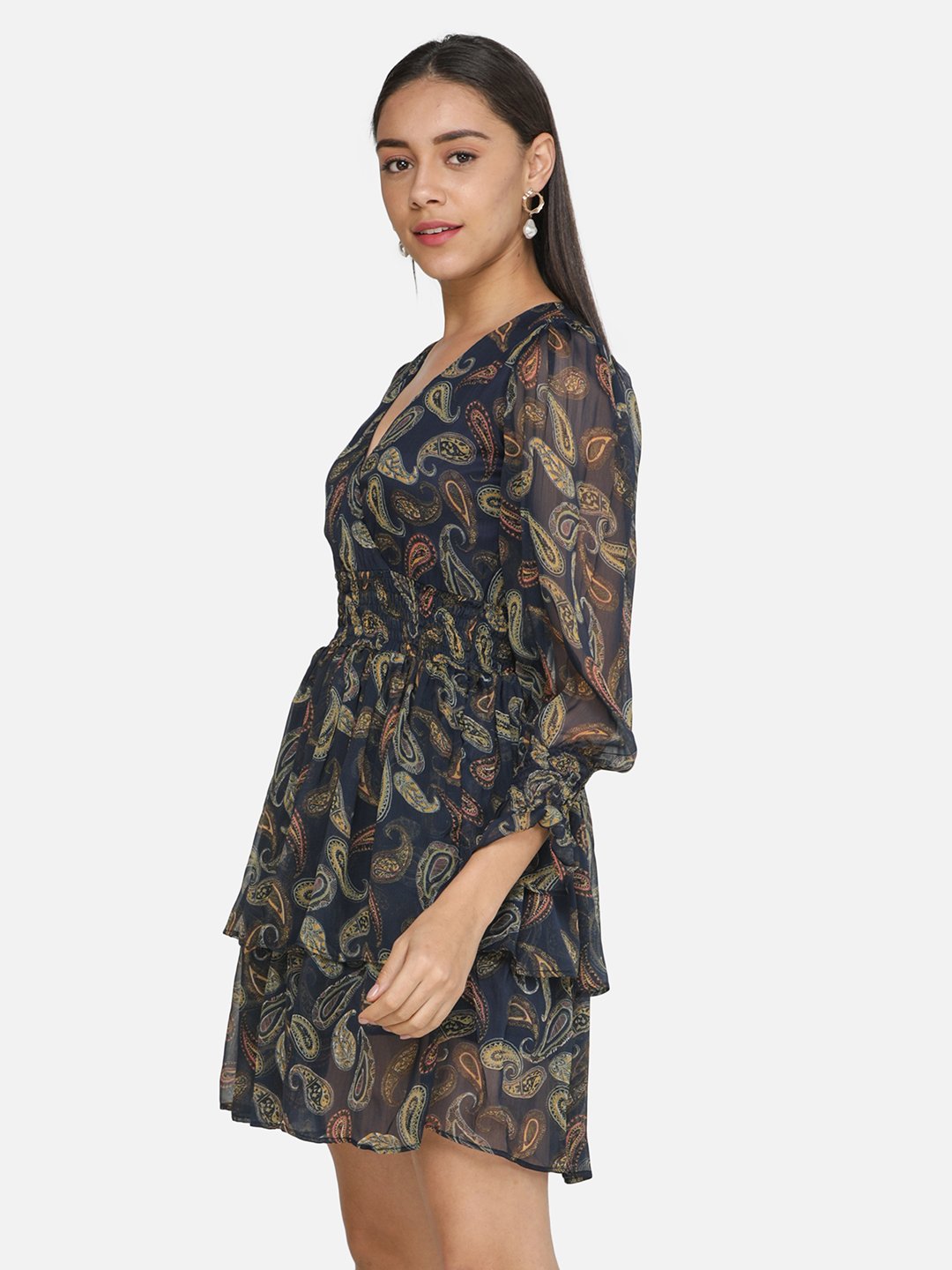 SCORPIUS Navy Printed Mini dress