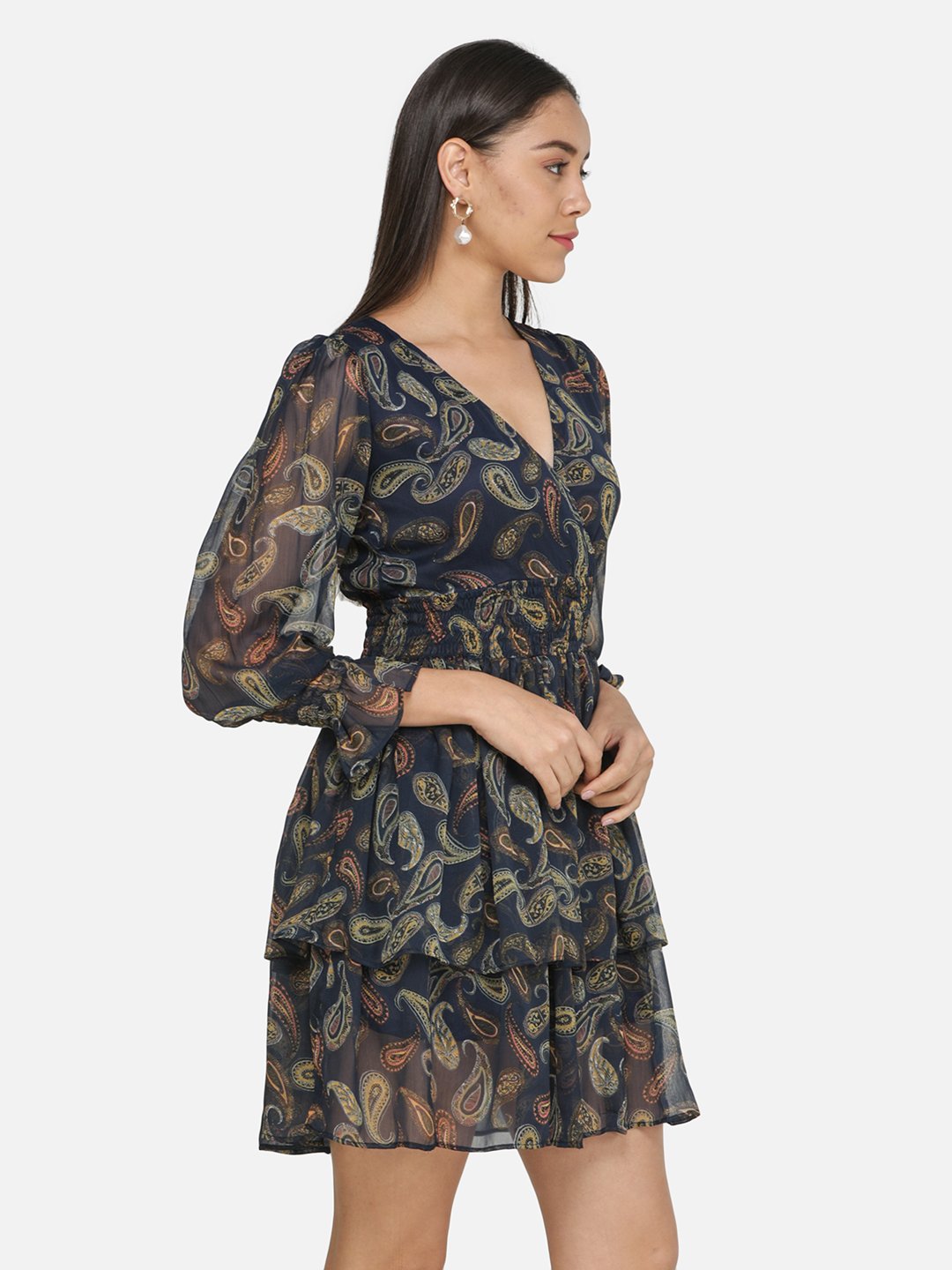 SCORPIUS Navy Printed Mini dress