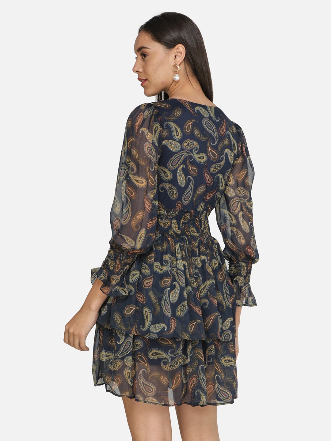 SCORPIUS Navy Printed Mini dress