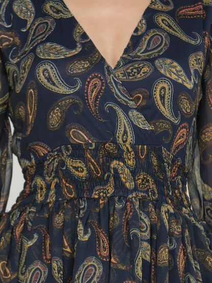 SCORPIUS Navy Printed Mini dress