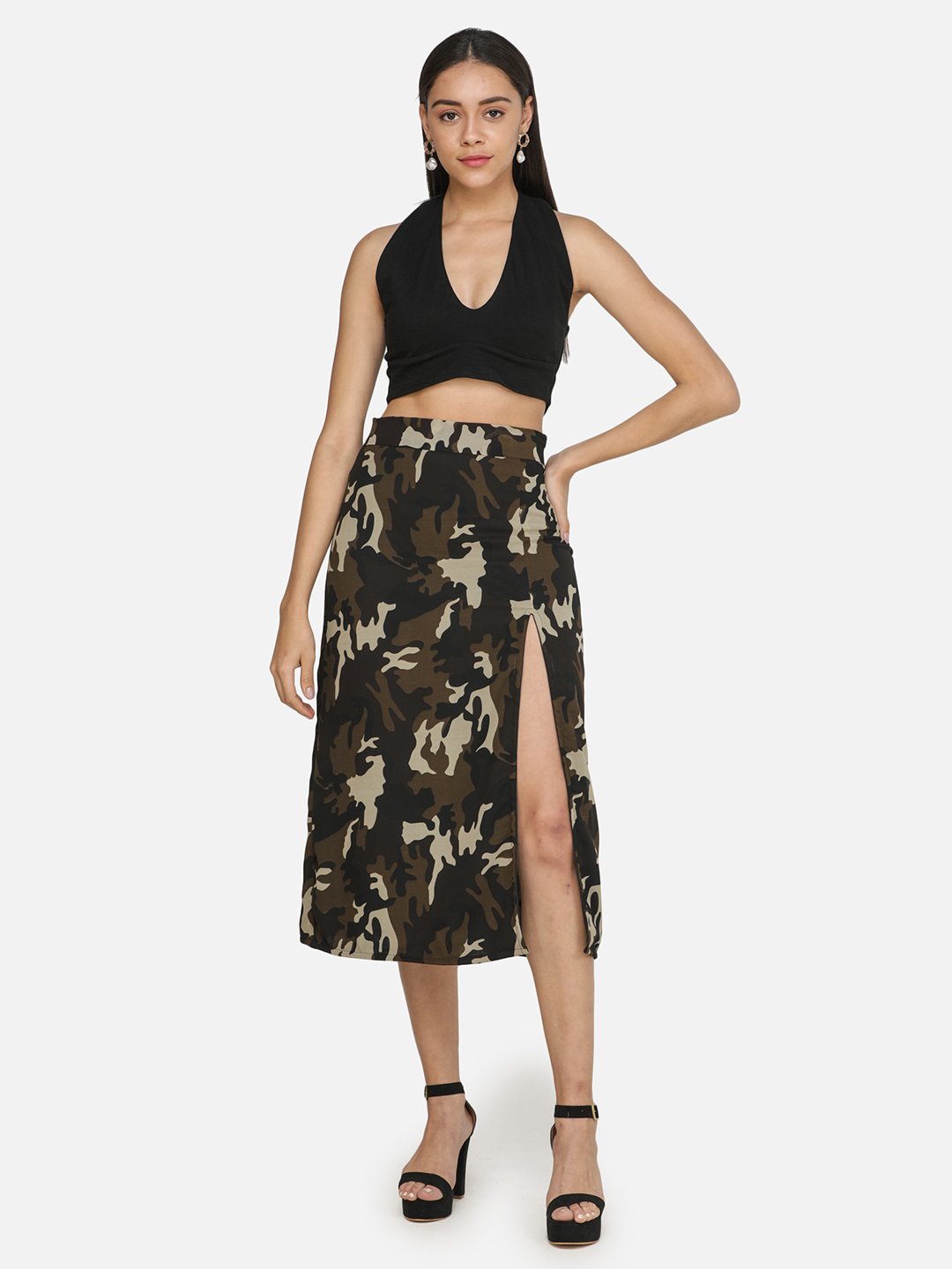 SCORPIUS BLACK FRONT SLIT SKIRT