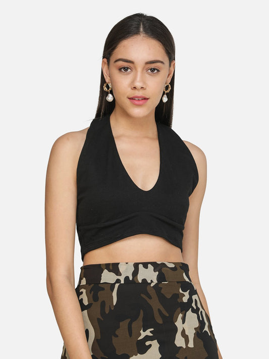 SCORPIUS SOLID BLACK CROP TOP