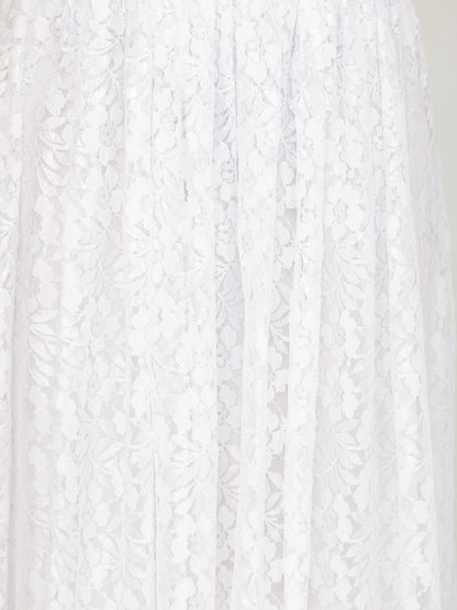 White Lace Maxi Flared Skirt
