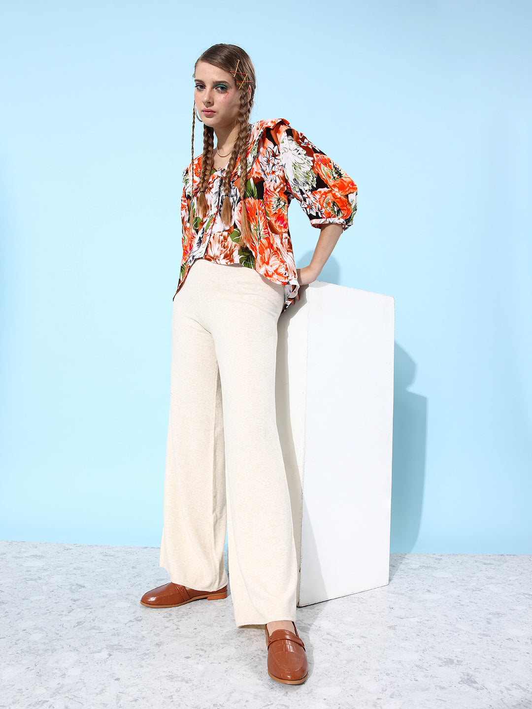 SCORPIUS Orange printed Over the Board Collared Shirt