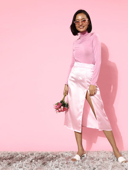 Scorpius Pink Solid Satin Skirt