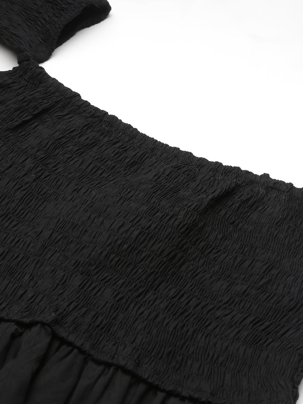 SCORPIUS Black Smocked Offshoulder Top