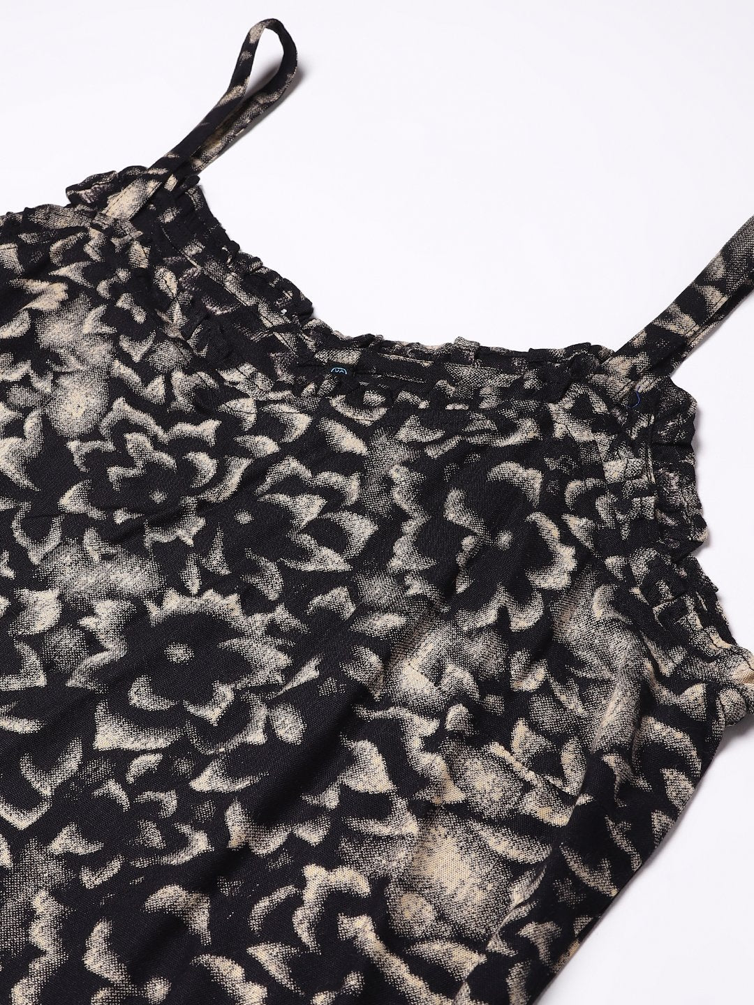 Cation Black Floral Strap Night Suit