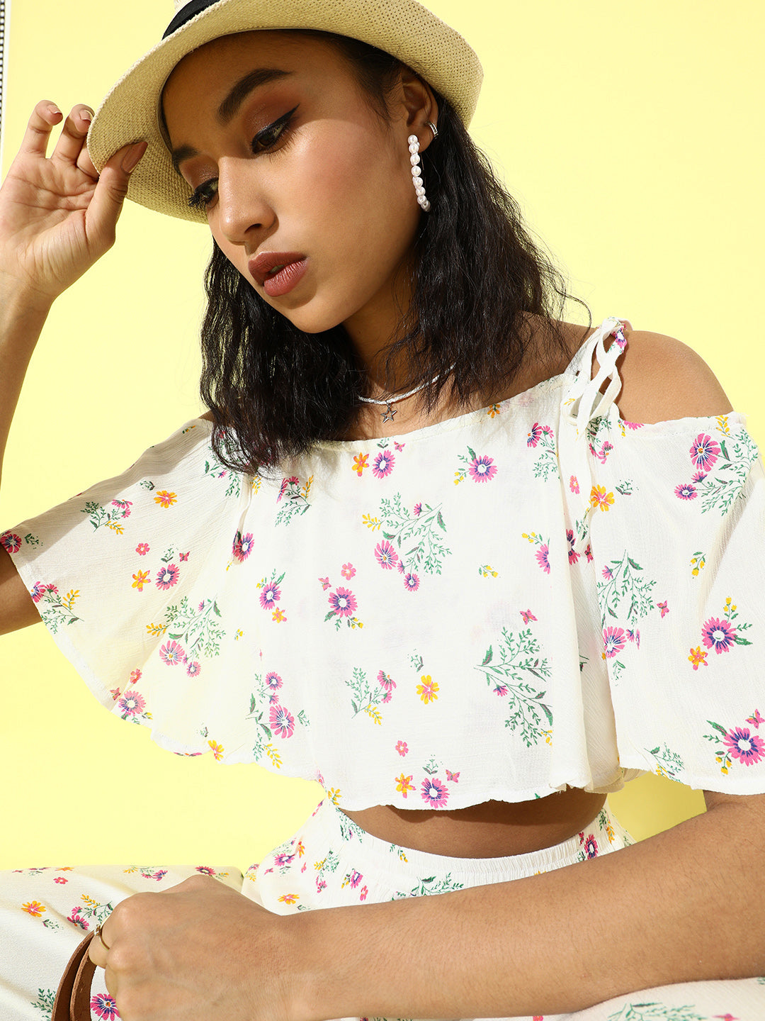 Cation Printed White Clothing Set