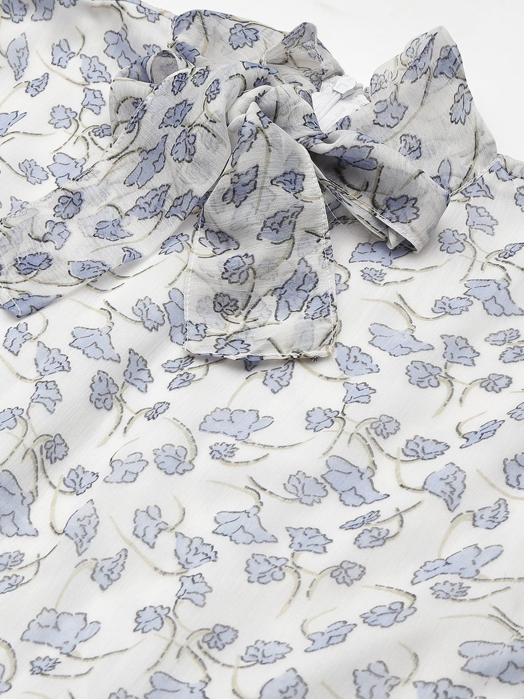 SCORPIUS Floral Tie-Up Neck Chiffon Maxi Dress