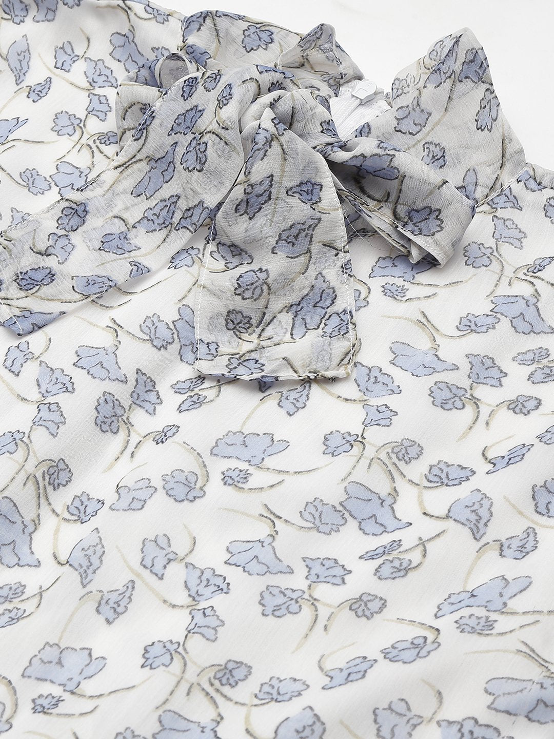 SCORPIUS Floral Tie-Up Neck Chiffon Maxi Dress