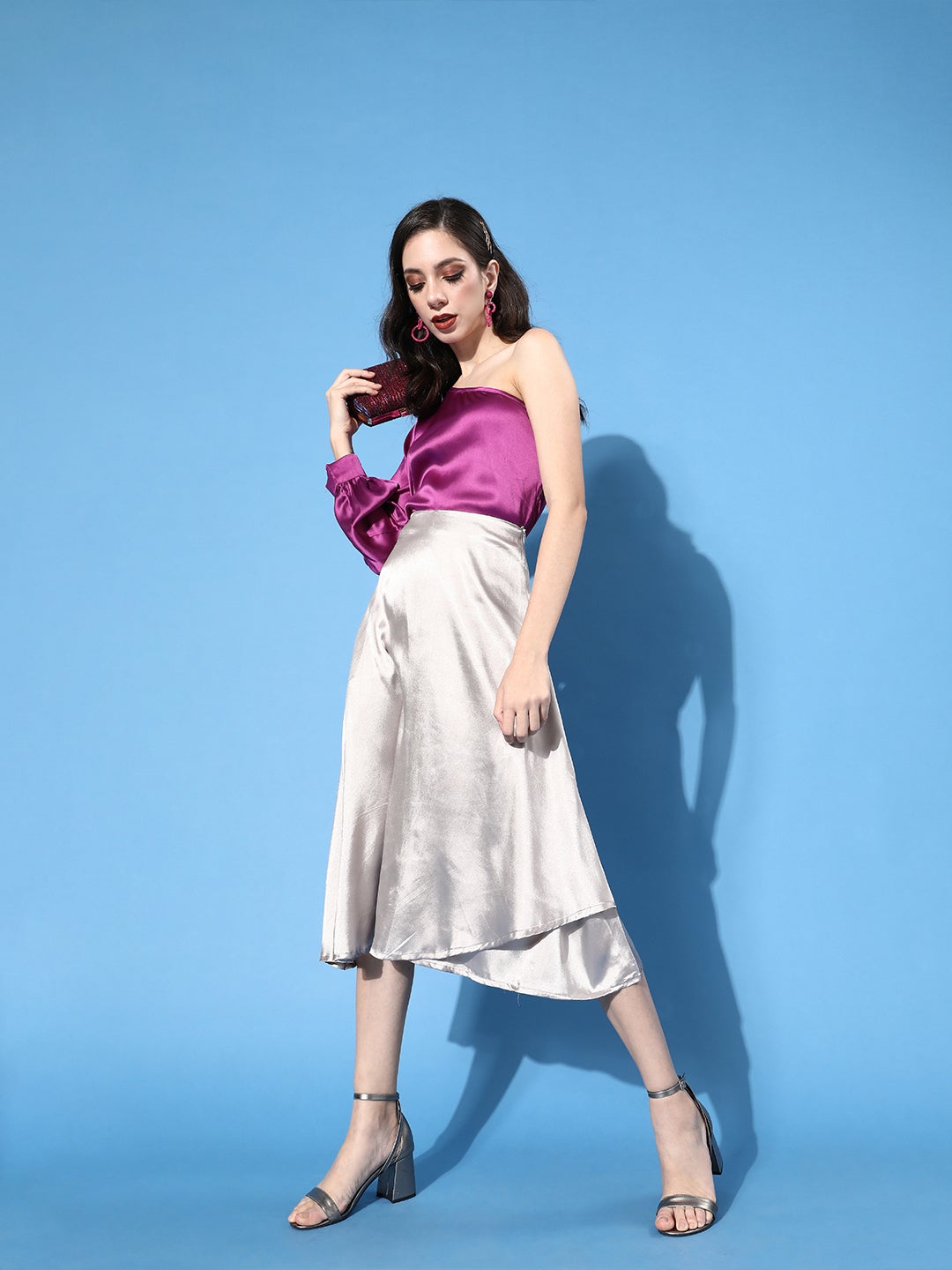 Designer Purple Satin Top