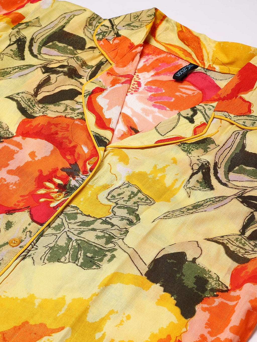 Cation Yellow Floral Night Suit