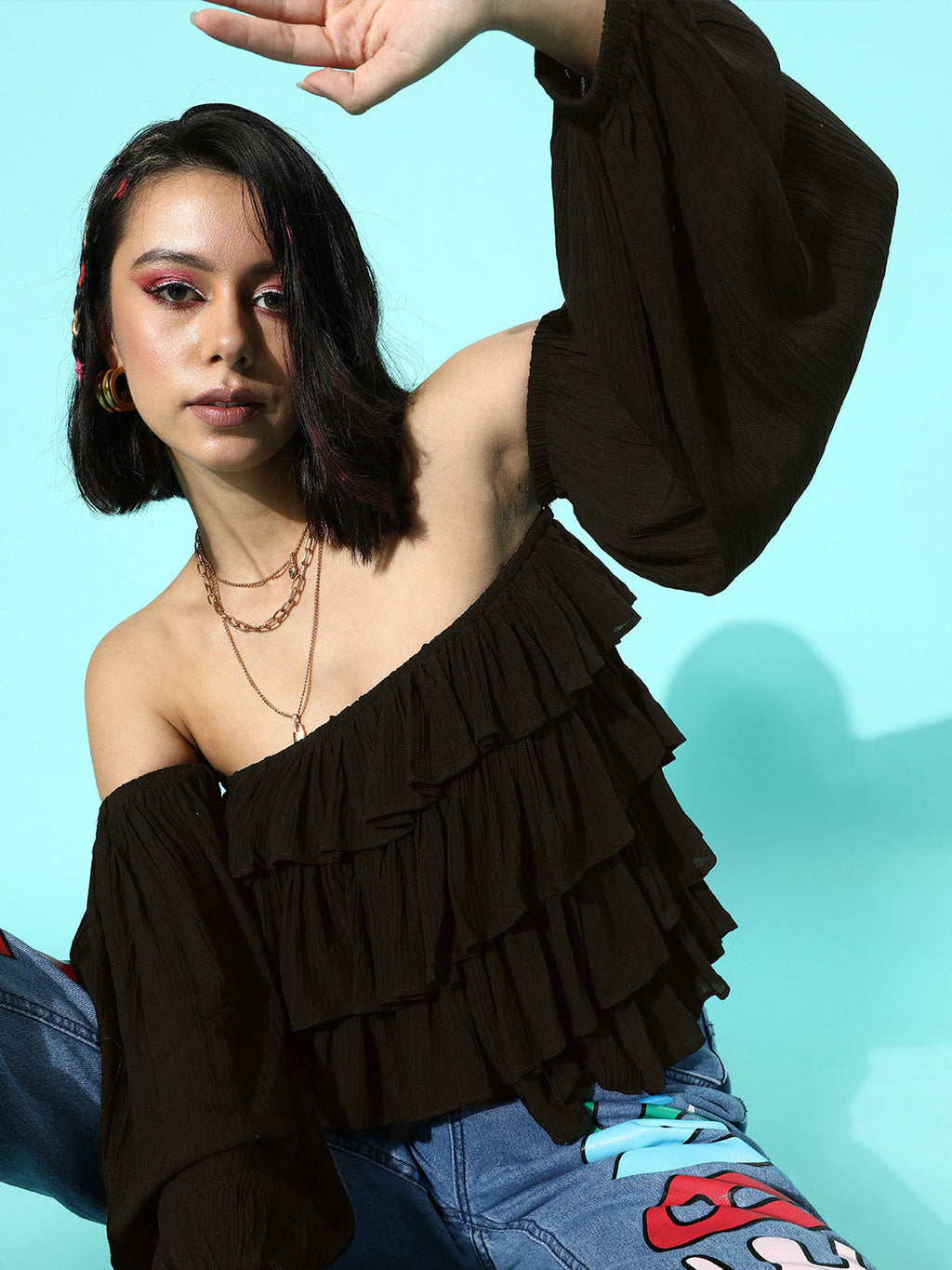 Solid Black Crepe Top