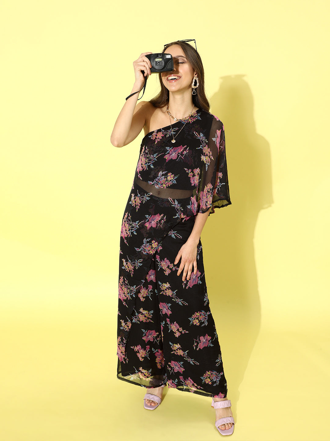 Cation Printed Black Clothing Set