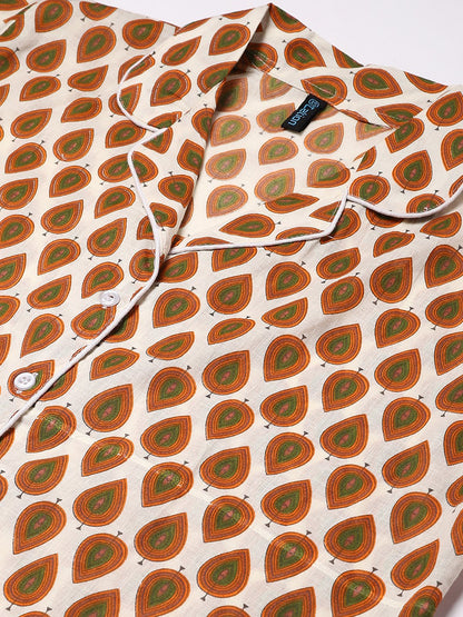 Cation Brown Printed Night Suit