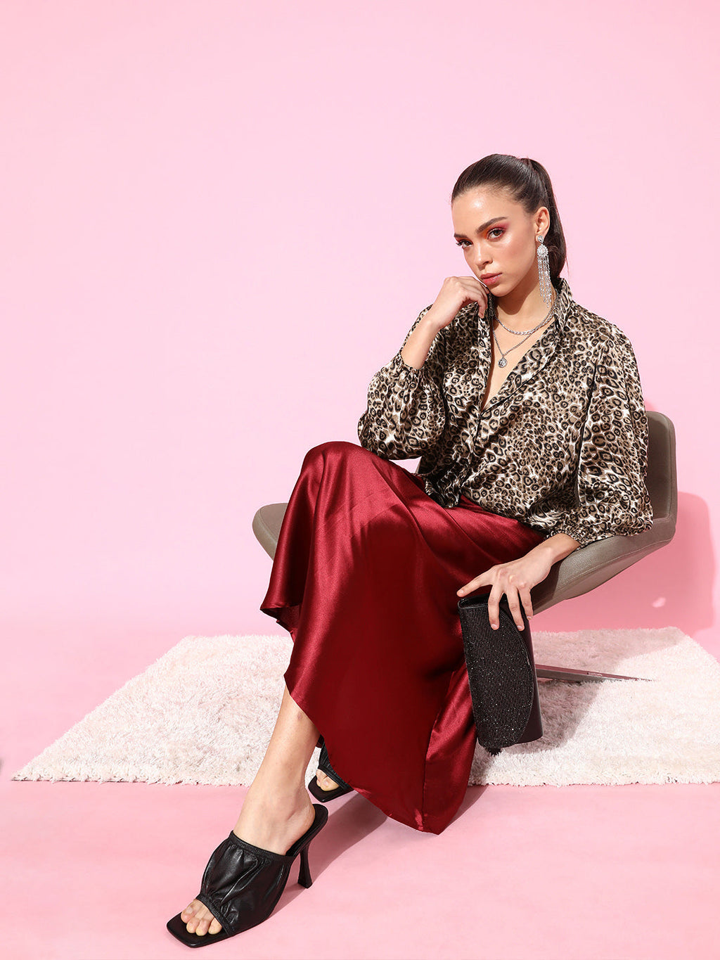 SCORPIUS Cheetah print Satin shirt