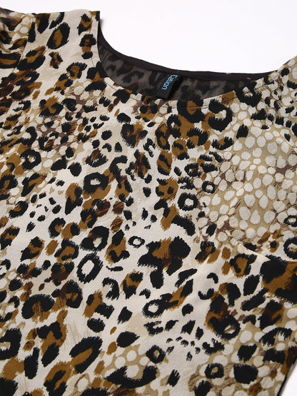 Designer Brown Cheetah Print Tunic