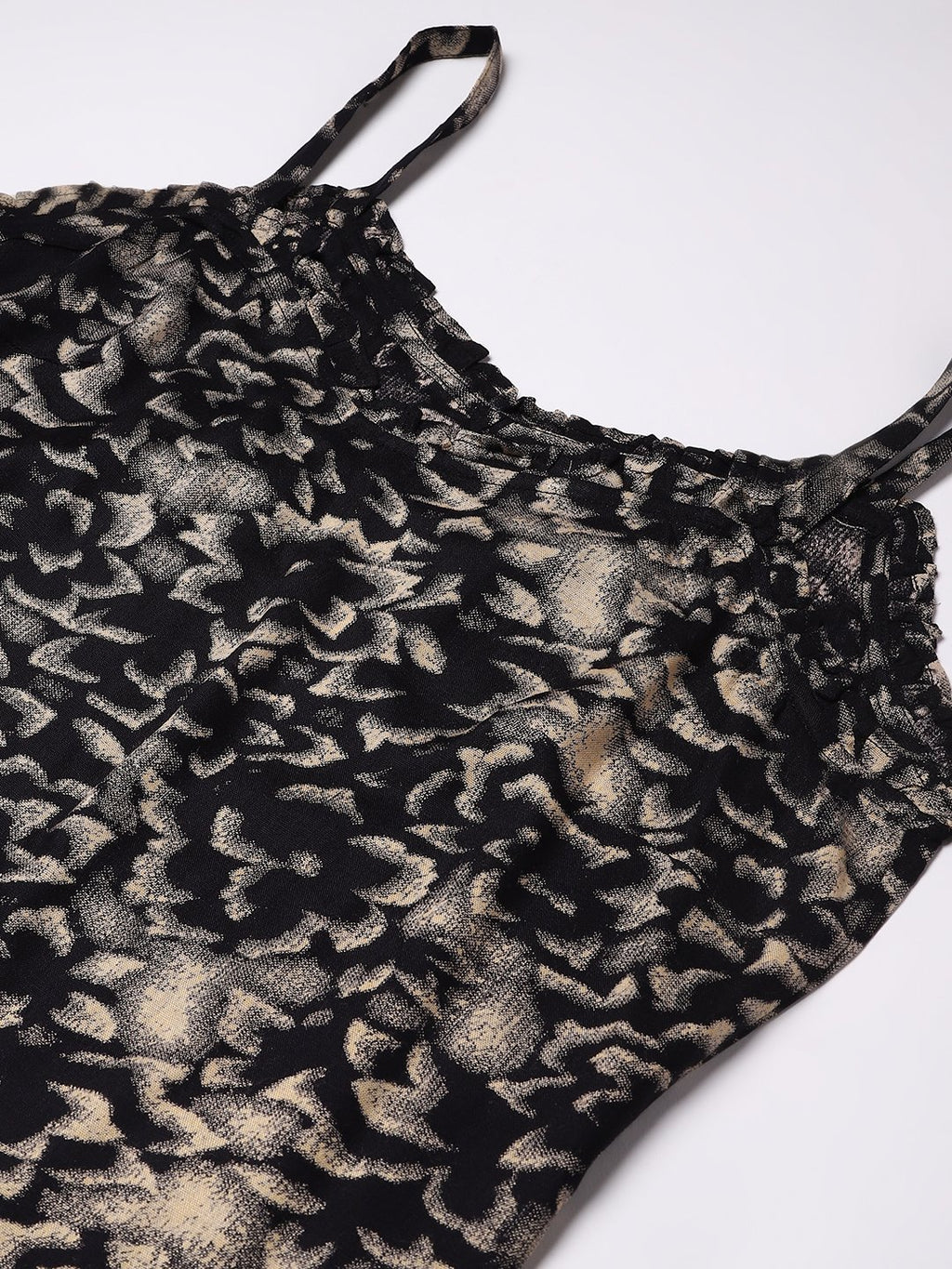 Cation Black Floral Strap Night Suit
