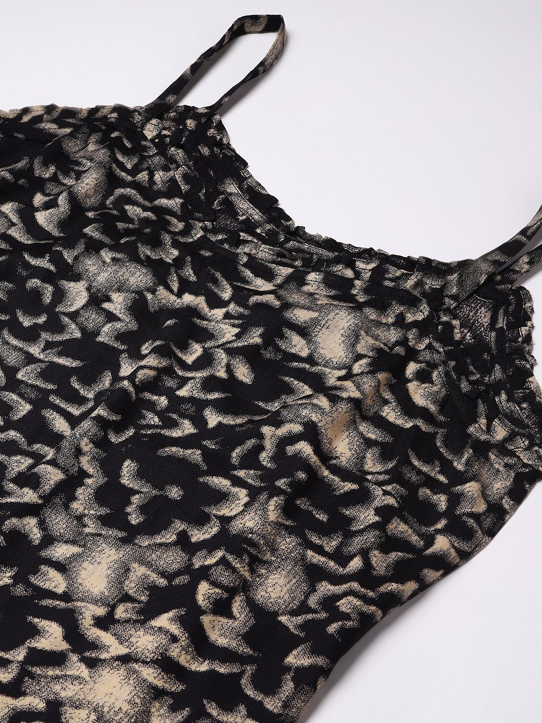 Cation Black Floral Strap Night Suit