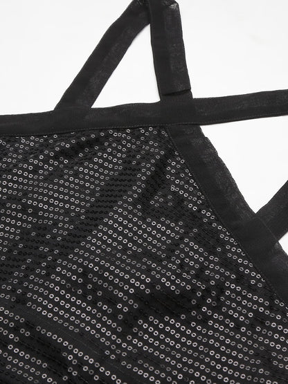 SCORPIUS Black Sequin crop top