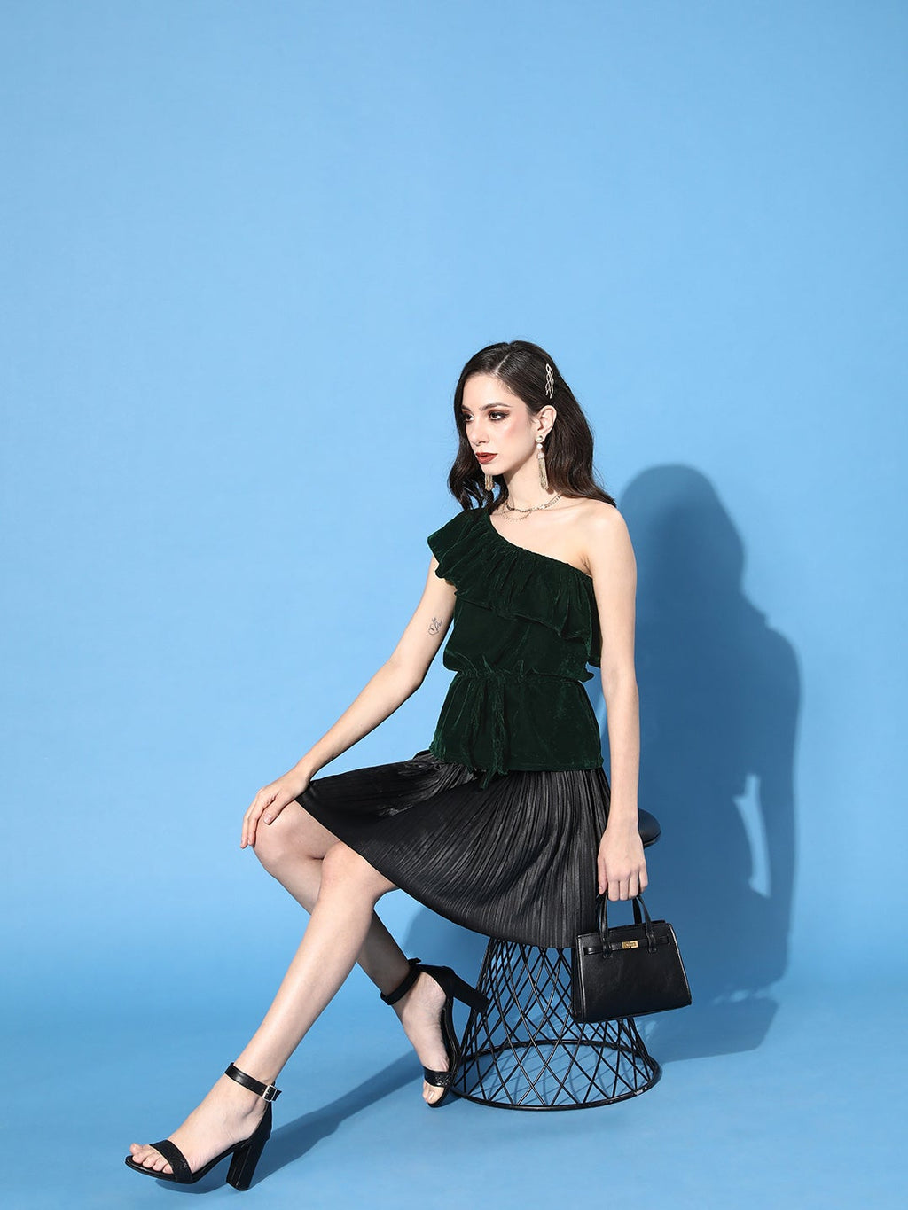 BottleGreen Velvet Top
