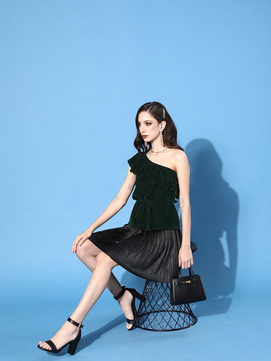 BottleGreen Velvet Top