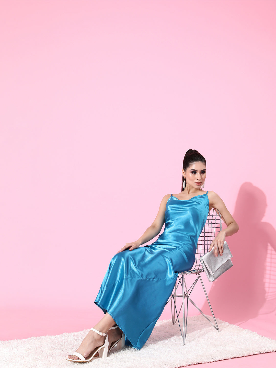 SCORPIUS Satin Blue Camisole Dress Cation Clothing SCORPIUS Satin Blue Camisole Dress Cation Clothing