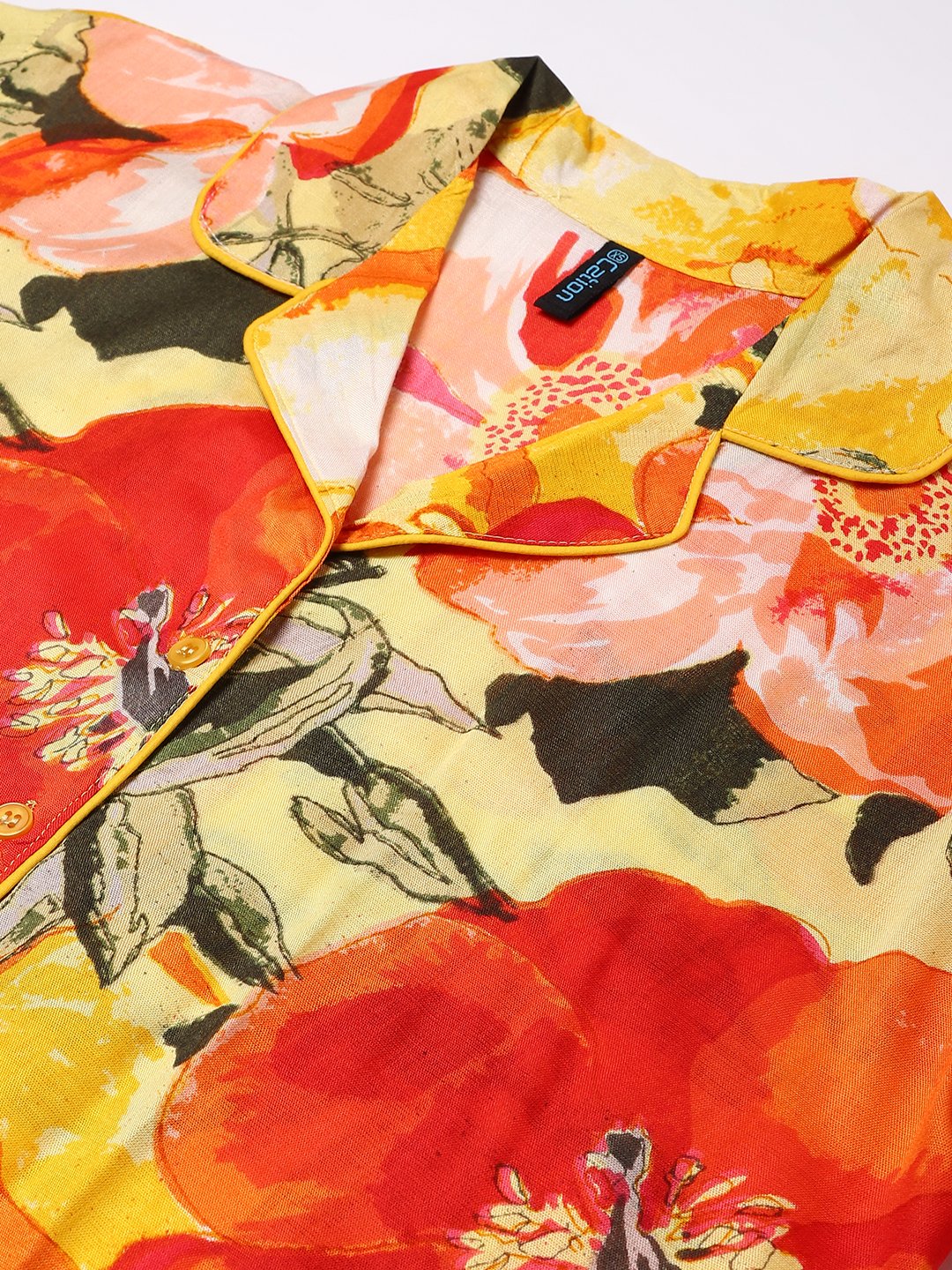 Cation Yellow Floral Night Suit