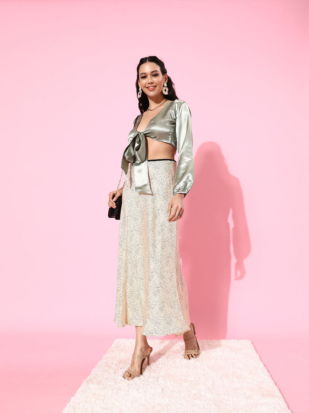 SCORPIUS Grey Satin Top